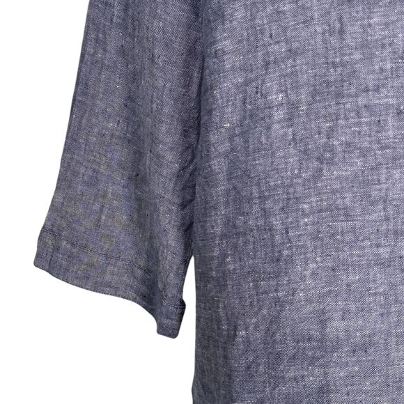 Tahari Women's Shirt Blue Linen V-Neck Blouse Lagenlook Summer Tunic Top Size M - Picture 9 of 9